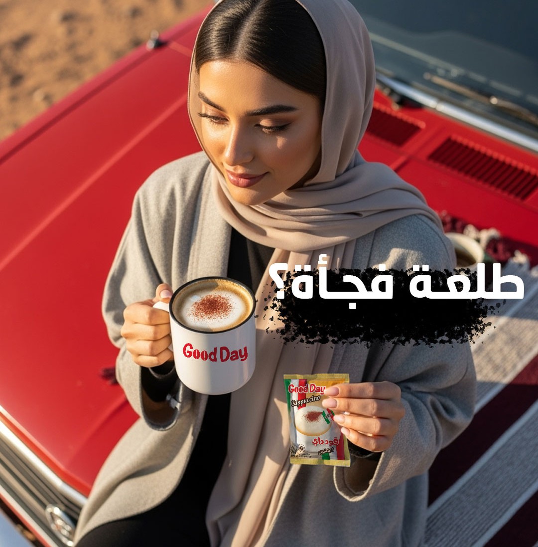 Woman drinking Good Day Cappuccino on car